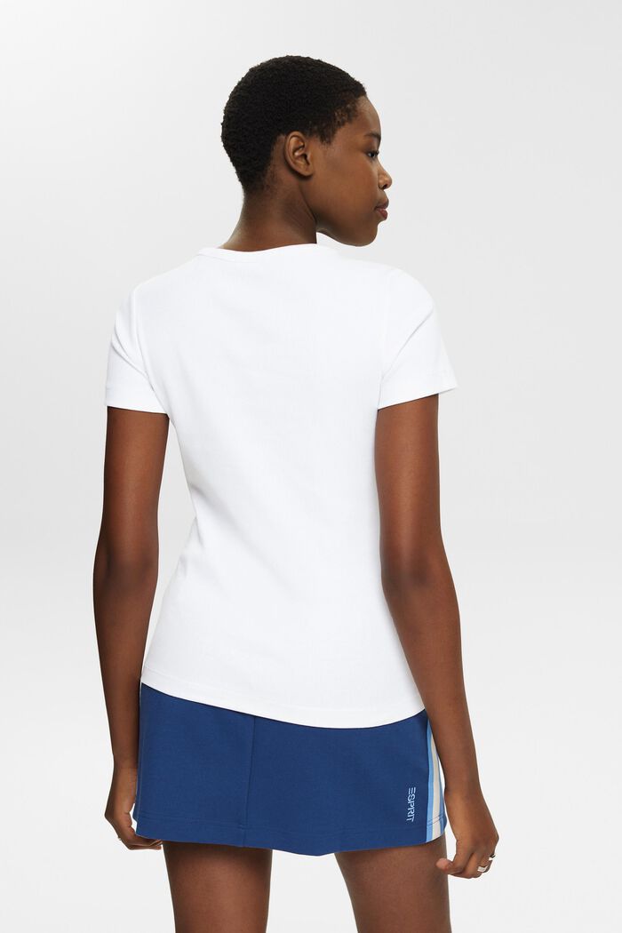 Prążkowany t-shirt z okrągłym dekoltem, WHITE, detail image number 3