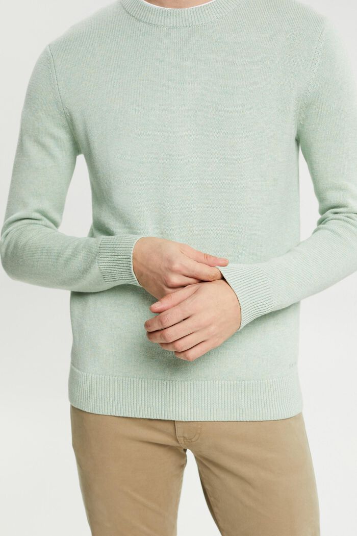 Dzianinowy sweter z ekologicznej bawełny, LIGHT AQUA GREEN, detail image number 2