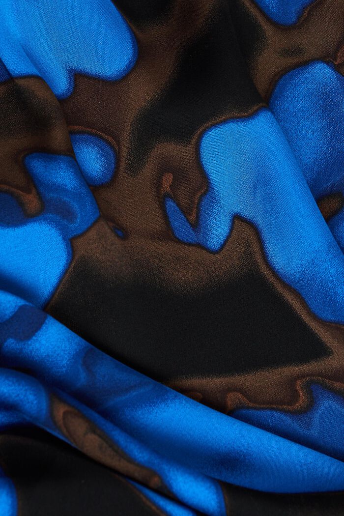 Bluzka z marszczonej satyny z nadrukiem, BRIGHT BLUE, detail image number 6