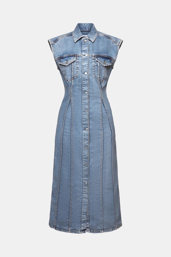 Dżinsowa sukienka midi bez rękawów, BLUE LIGHT WASHED, detail image number 6