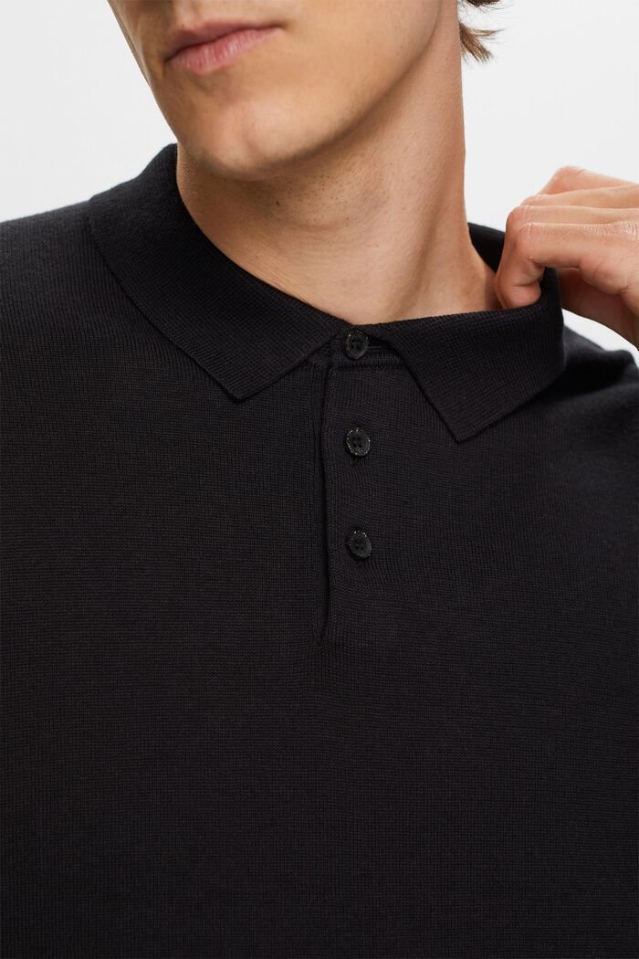 Dzianinowy sweter z kołnierzykiem polo, TENCEL™, BLACK, detail image number 2