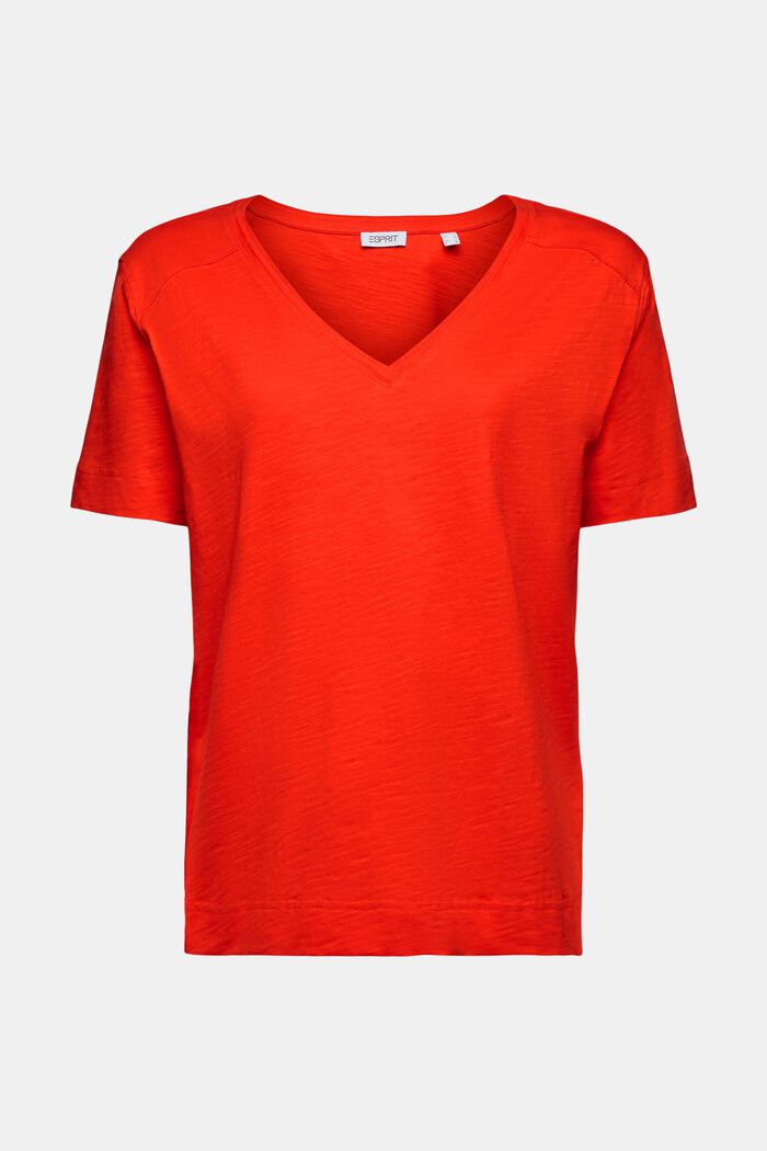 T-shirt z jerseyu z dekoltem serek, RED, detail image number 5