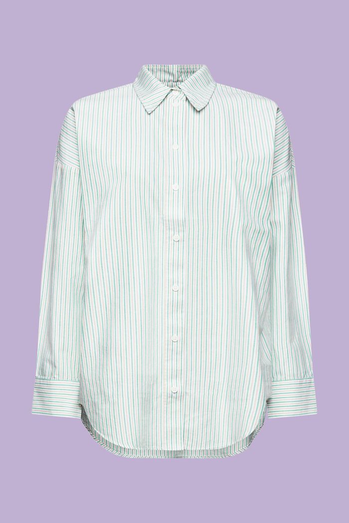 Koszula bawełniana w paski, fason oversize, GREEN, detail image number 7