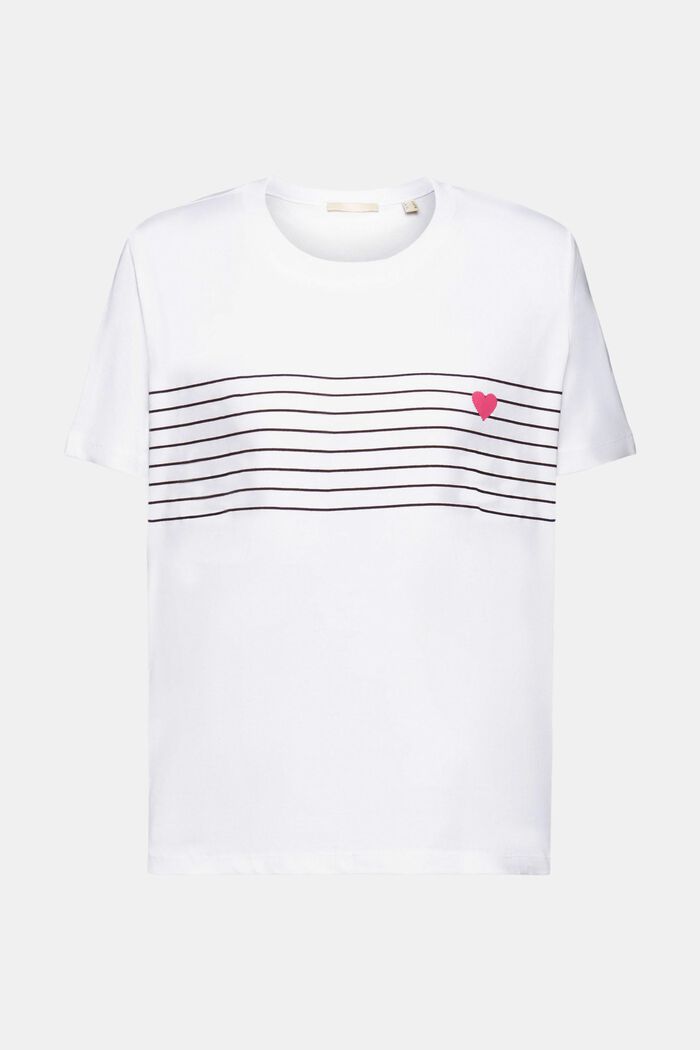 T-shirt z nadrukiem serca, WHITE, detail image number 6