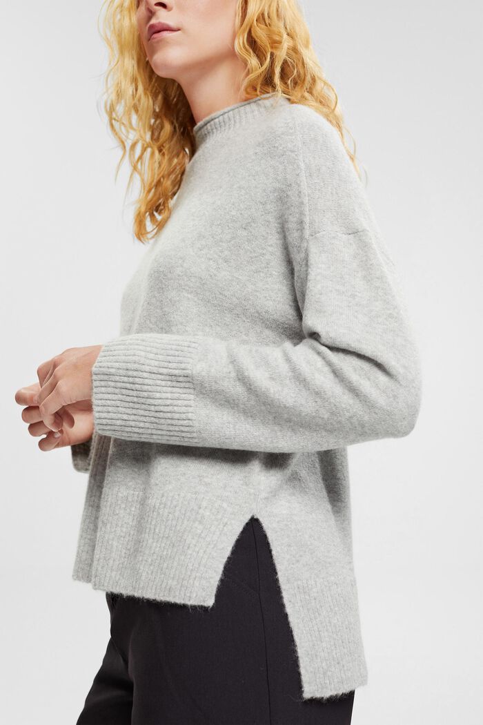 Z wełną: przytulny sweter ze stójką, LIGHT GREY, detail image number 0