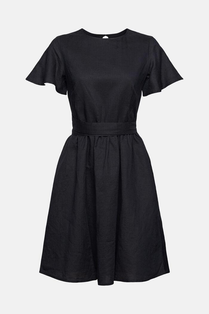 Sukienka z wycięciem na plecach z mieszanki lnianej, BLACK, detail image number 6