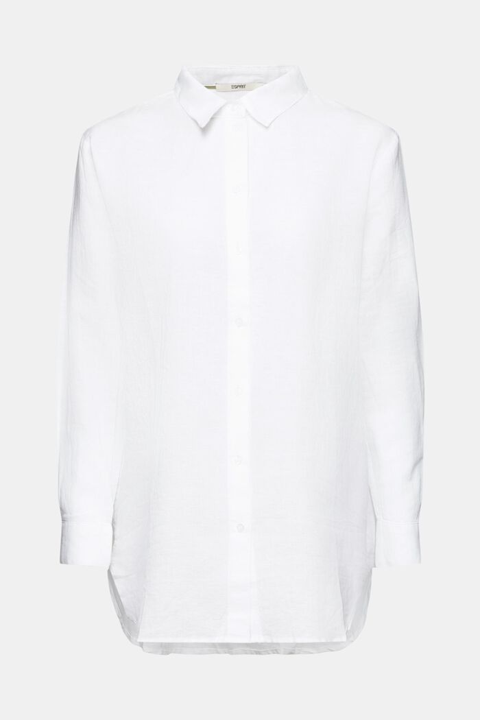 Koszula z bawełny i lnu, WHITE, detail image number 6