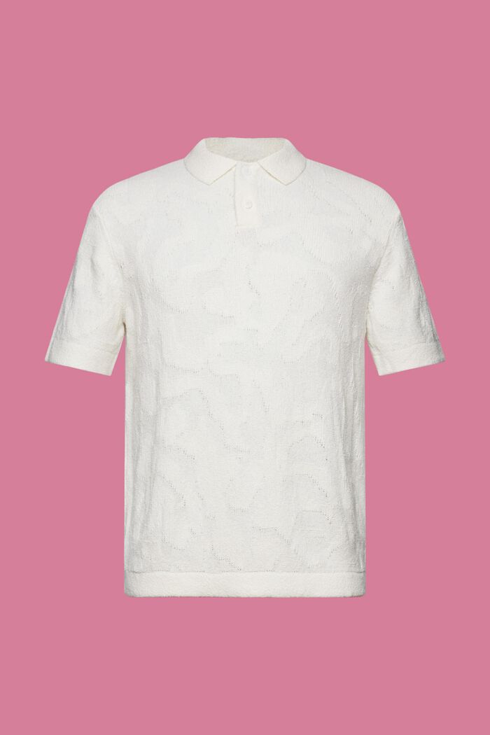 Koszulka polo z dzianiny bouclé, OFF WHITE, detail image number 6