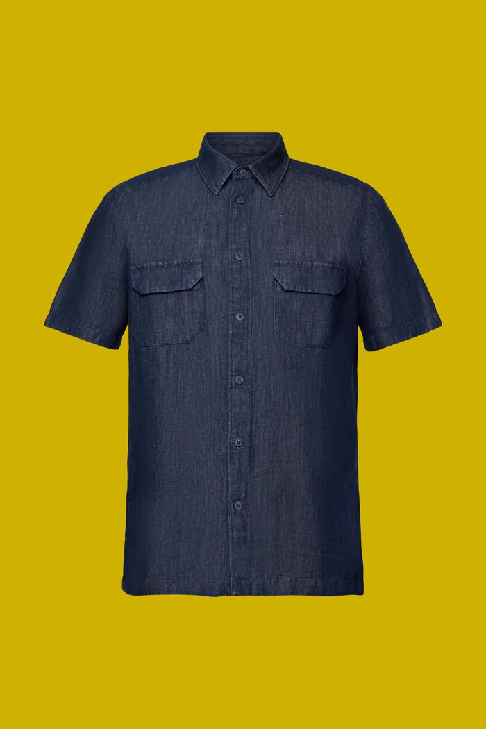 Koszula z krótkim rękawem w dżinsowym stylu, BLUE BLACK, detail image number 8