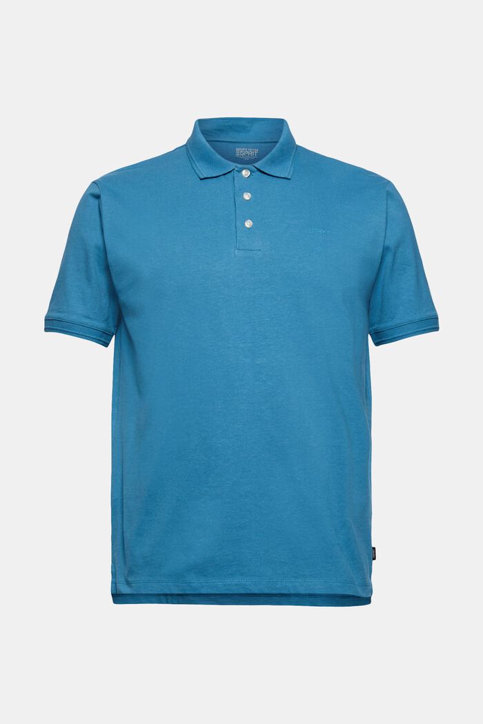 Z lnem/bawełną organiczną: koszulka polo z jerseyu, PETROL BLUE, detail image number 0