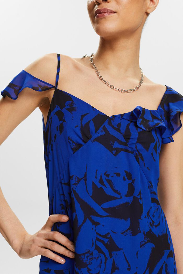 Szyfonowa sukienka midi z nadrukiem, BRIGHT BLUE, detail image number 3