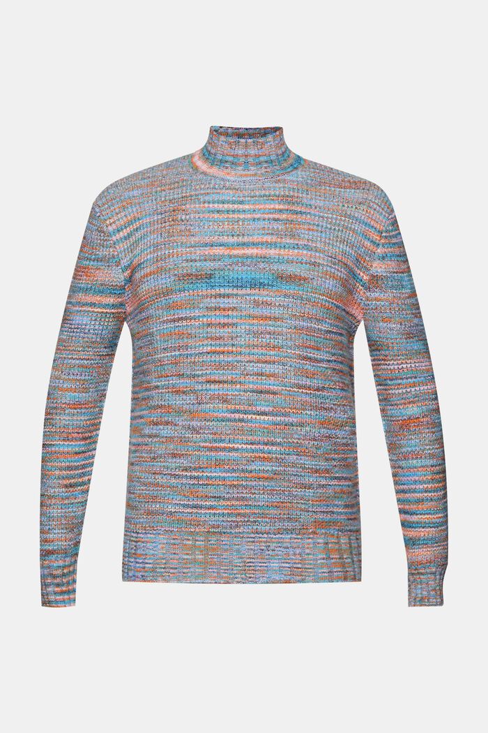 Kolorowy sweter z golfem, GREY BLUE, detail image number 6