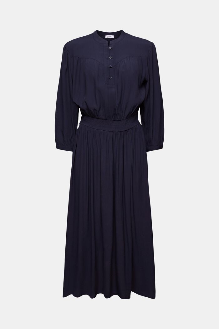 Sukienka midi z krepy z rękawami o dł. 3/4, NAVY, detail image number 5
