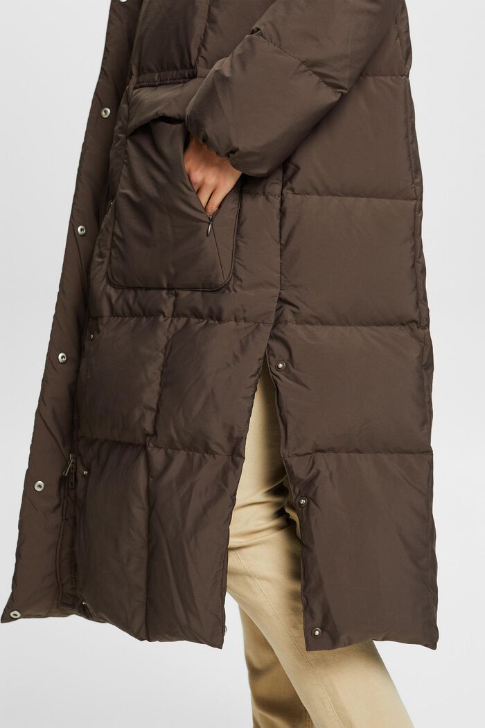 Puchowy płaszcz z kapturem, DARK BROWN, detail image number 1