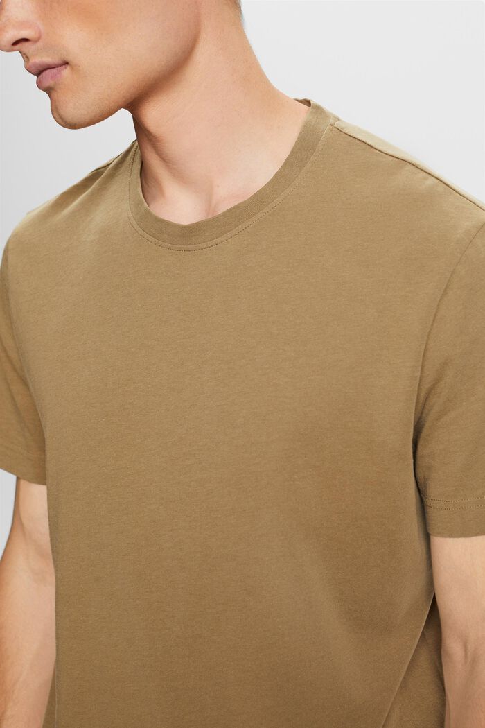 T-shirt z okrągłym dekoltem, 100% bawełny, KHAKI GREEN, detail image number 2