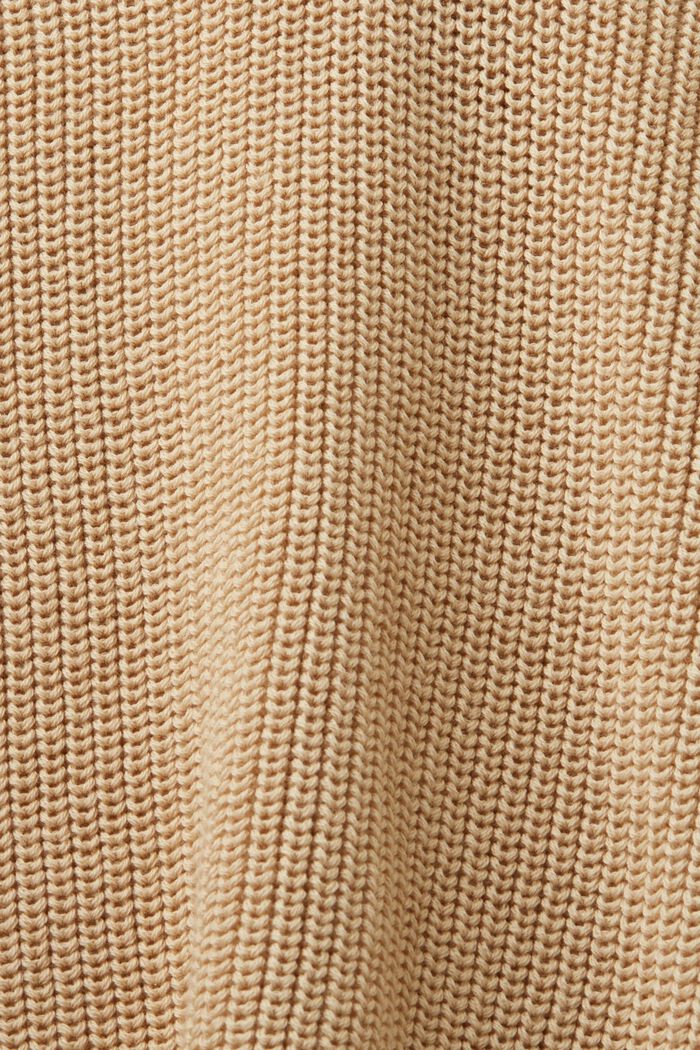 Dzianinowy sweter z golfem, 100% bawełny, SAND, detail image number 5