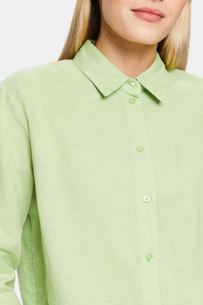 Koszula z bawełny i lnu, LIGHT GREEN, detail image number 3