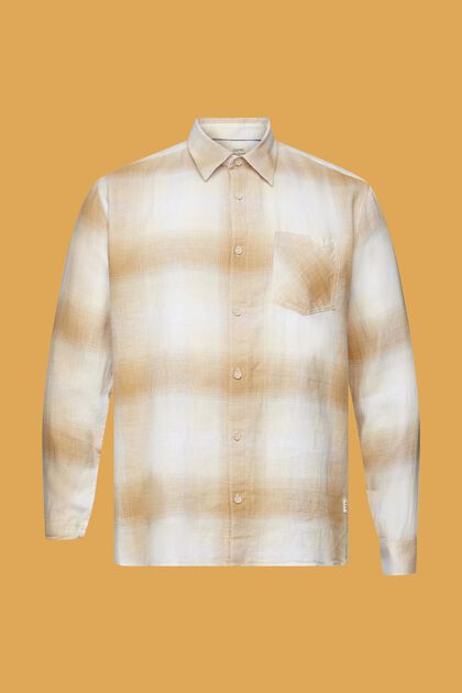 Koszula z tartanu z mieszanki bawełny i konopi w kratę