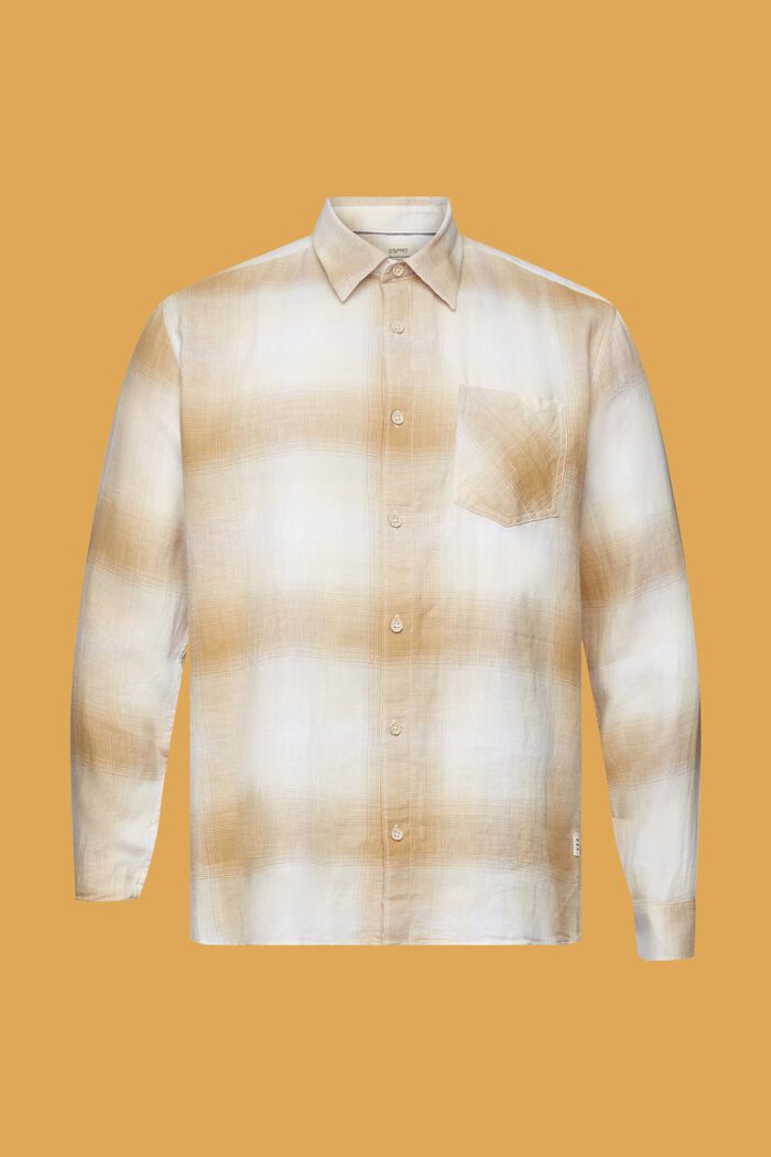 Koszula z tartanu z mieszanki bawełny i konopi w kratę, ICE, detail image number 7