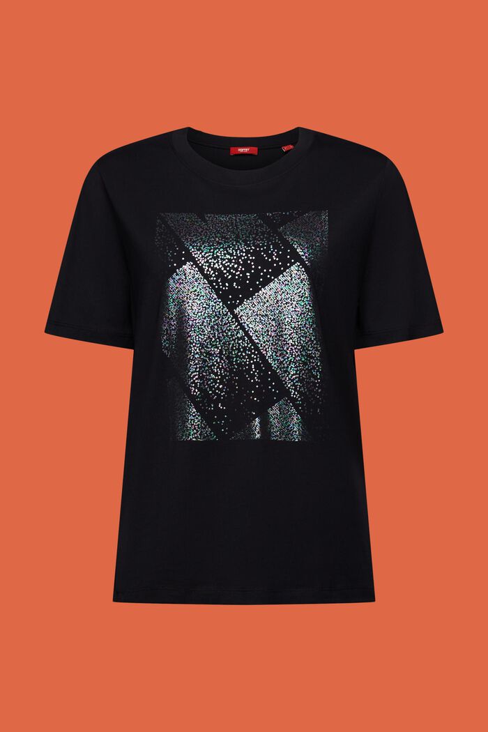 T-shirt z holograficznym nadrukiem, BLACK, detail image number 5
