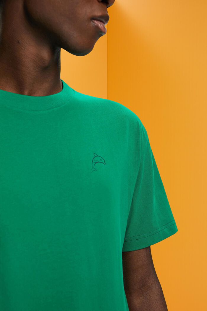 Bawełniany T-shirt z nadrukowanym delfinem, GREEN, detail image number 2