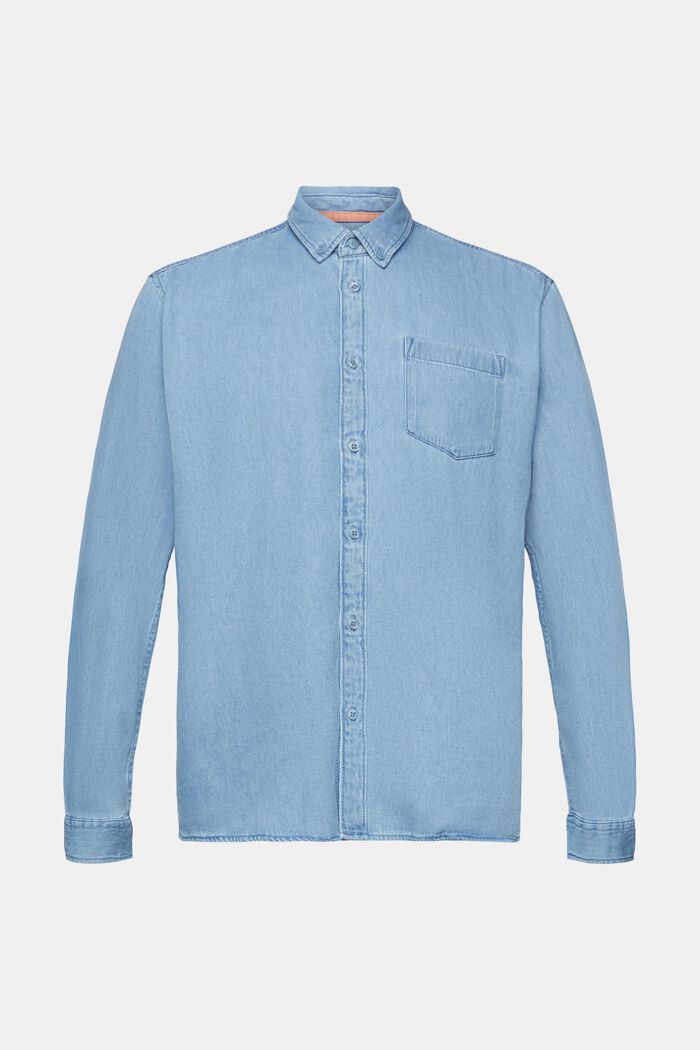 Dżinsowa koszula z naszytymi kieszeniami, BLUE LIGHT WASHED, detail image number 7