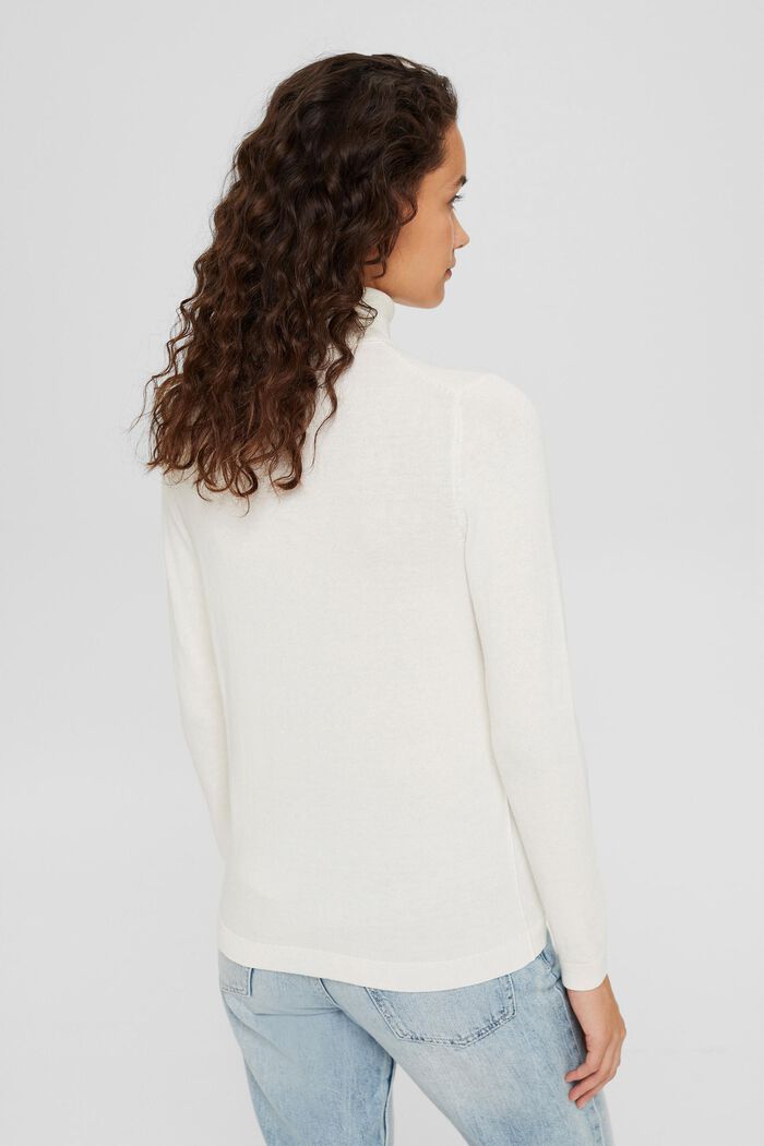 Sweter z golfem i bawełną organiczną, OFF WHITE, detail image number 3