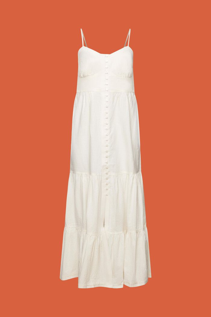 Sukienka maxi z falbanami i przodem na guziki, WHITE, detail image number 6