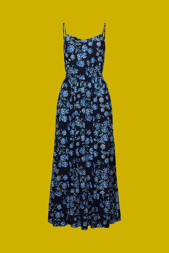 Wzorzysta sukienka maxi, LENZING™ ECOVERO™, NAVY, detail image number 7