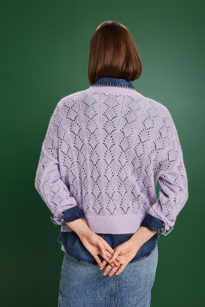 Sweter o luźnym splocie z mieszanki z wełną, LAVENDER, detail image number 2