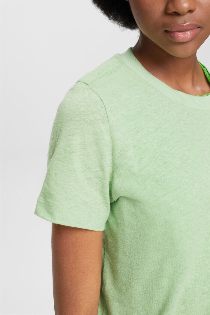 T-shirt z bawełny i lnu, LIGHT GREEN, detail image number 3