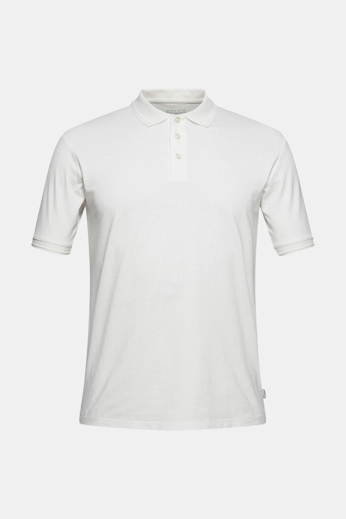 Z lnem/bawełną organiczną: koszulka polo z jerseyu, OFF WHITE, detail image number 0