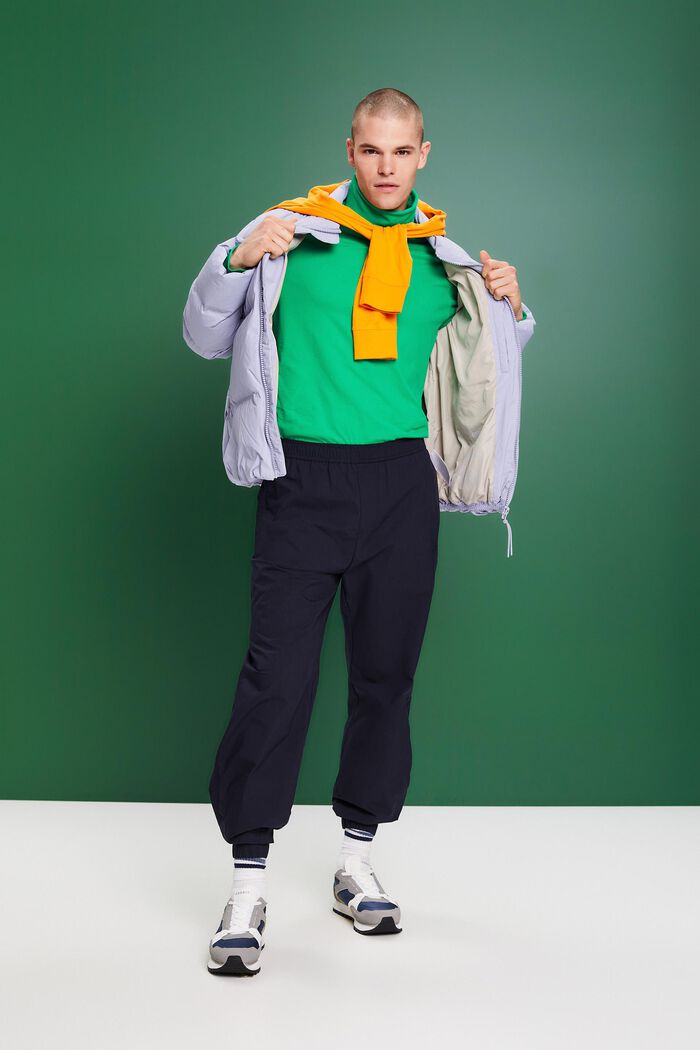 Bluzka z długim rękawem z półgolfem z bawełny, GREEN, detail image number 4