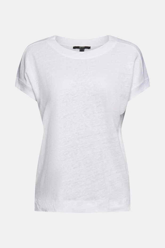 T-shirt ze 100% lnu, WHITE, overview