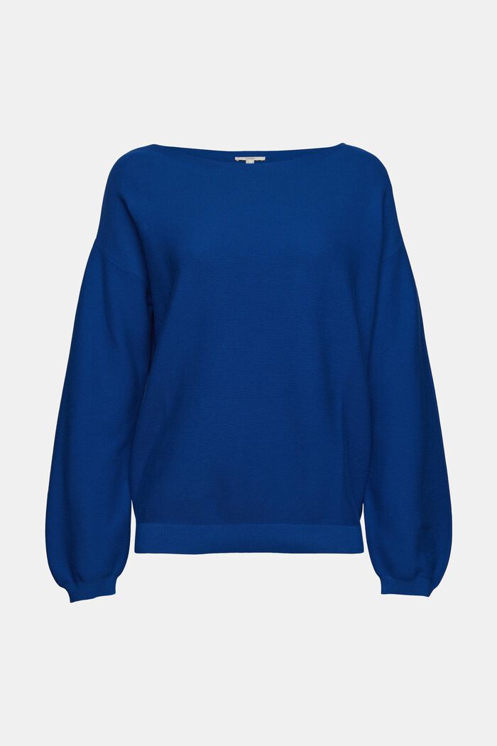 Dzianinowy sweter, 100% bawełny ekologicznej, BRIGHT BLUE, overview