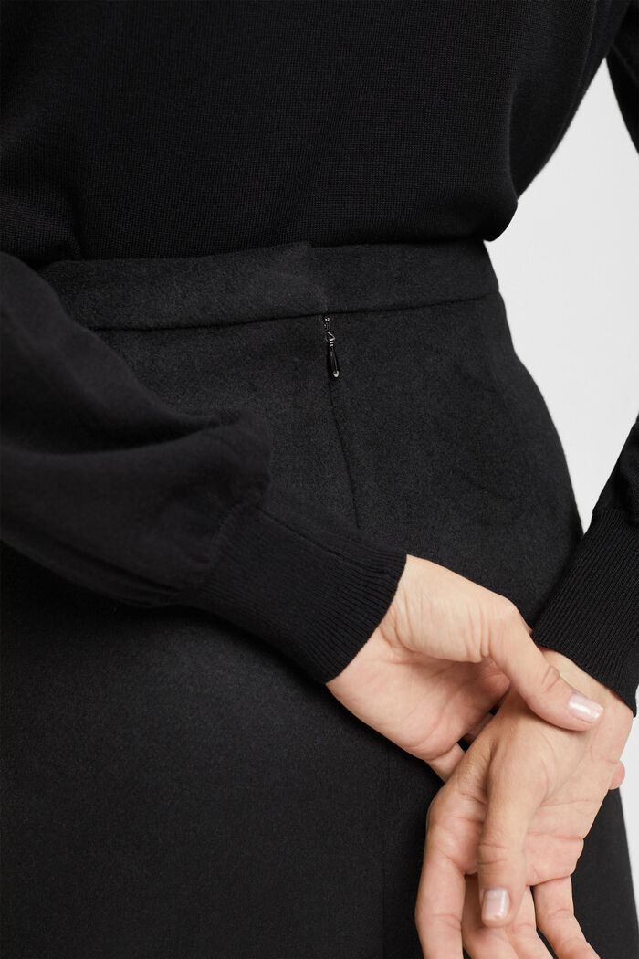 Spódnica mini z mieszanki wełnianej, BLACK, detail image number 0