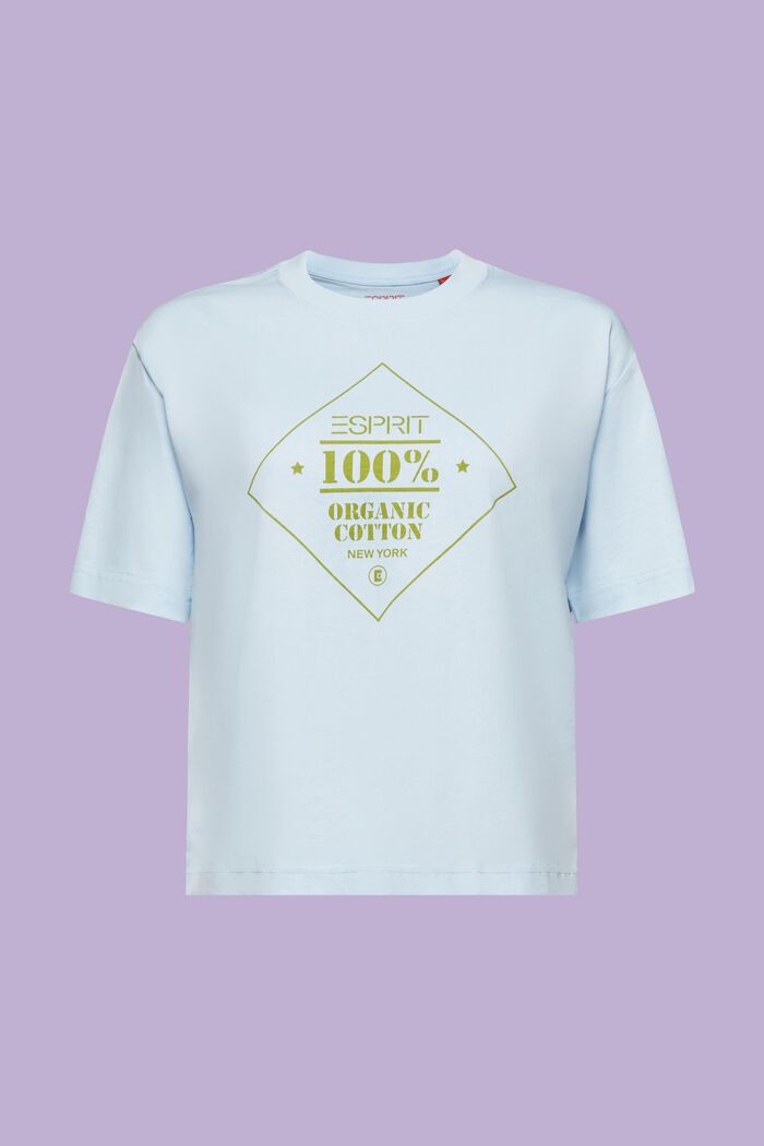 T-shirt z nadrukiem z bawełny organicznej, PASTEL BLUE, detail image number 7