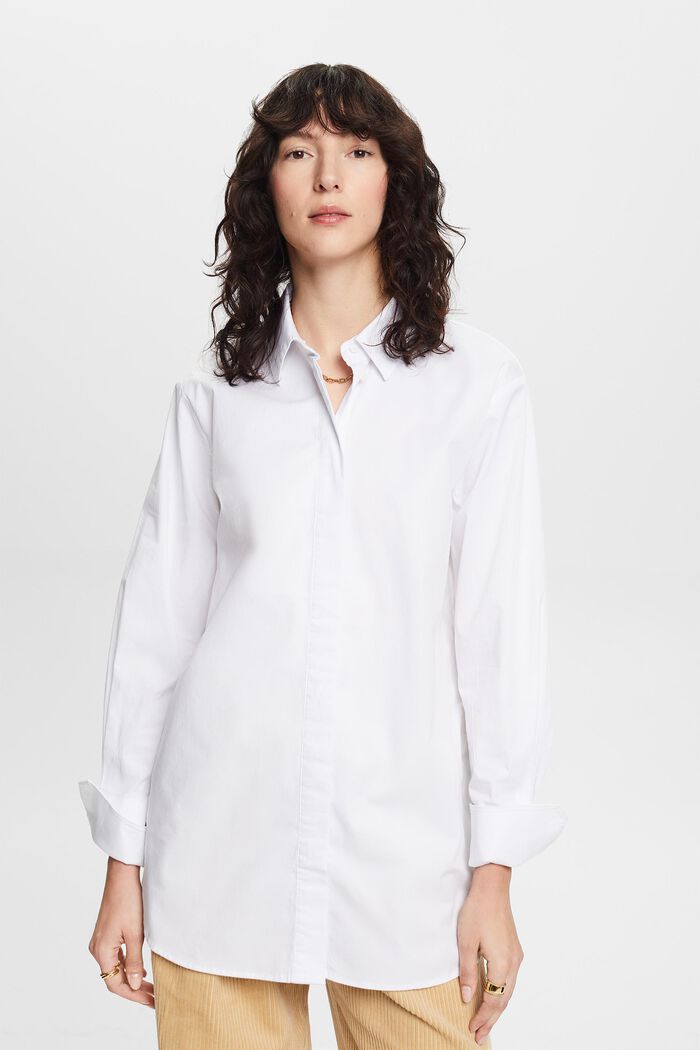 Bluzka koszulowa o luźnym kroju, WHITE, detail image number 1