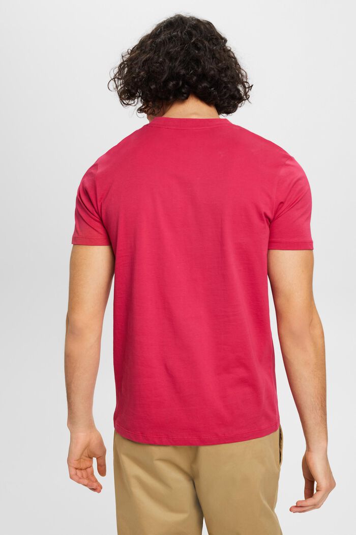 Bawełniany T-shirt z dekoltem w serek, slim fit, DARK PINK, detail image number 3