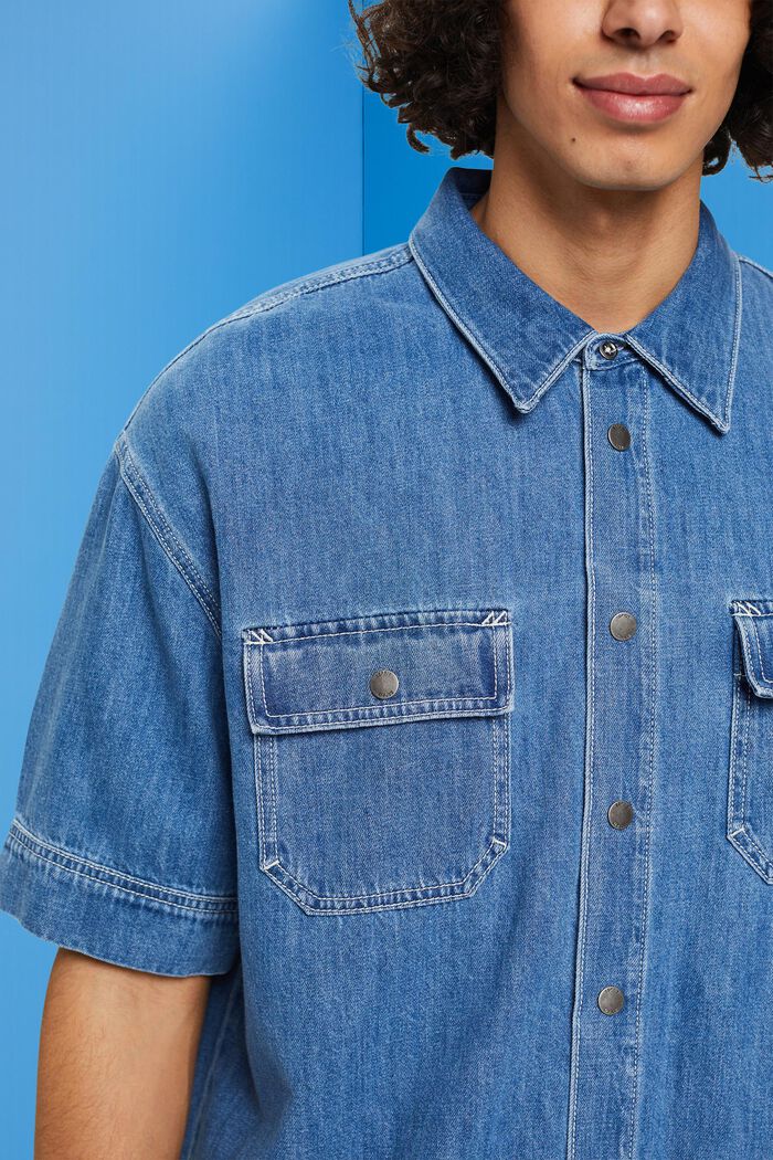 Dżinsowa koszula na zatrzaski, BLUE MEDIUM WASHED, detail image number 2