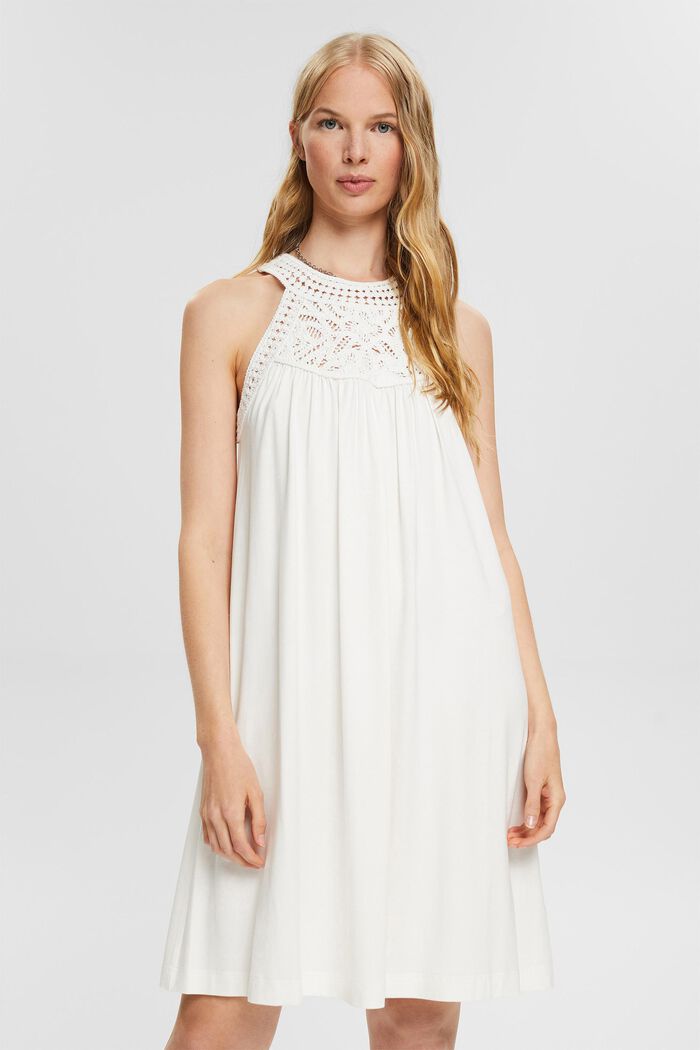 Sukienka z szydełkową koronką, OFF WHITE, detail image number 0