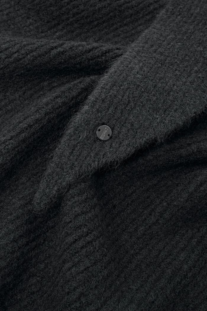 Trójkątna chusta z prążkowanej dzianiny, BLACK, detail image number 1