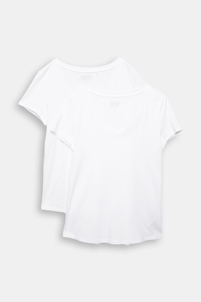 T-shirt z mieszanki z bawełną ekologiczną, 2 szt., WHITE, overview