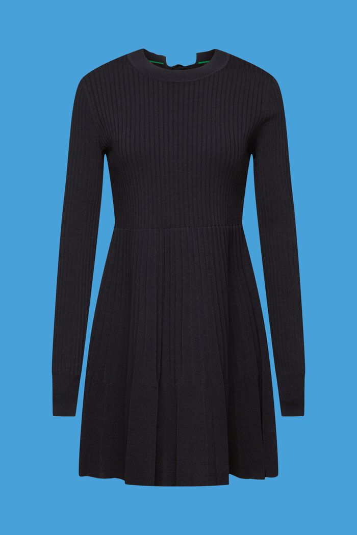 Plisowana sukienka mini z długim rękawem, BLACK, detail image number 6