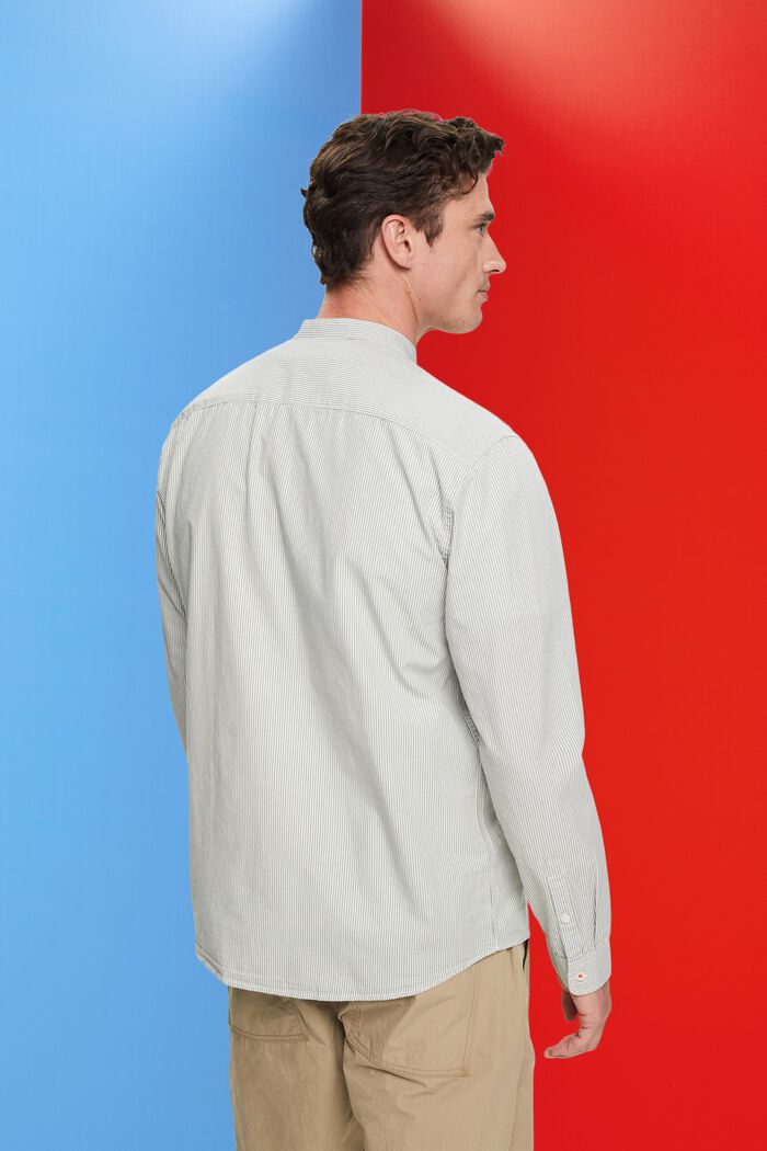 Bawełniana koszula w prążki ze stójką, LIGHT KHAKI, detail image number 3