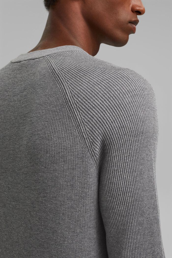 Sweter z okrągłym dekoltem, 100% bawełny, MEDIUM GREY, detail image number 2