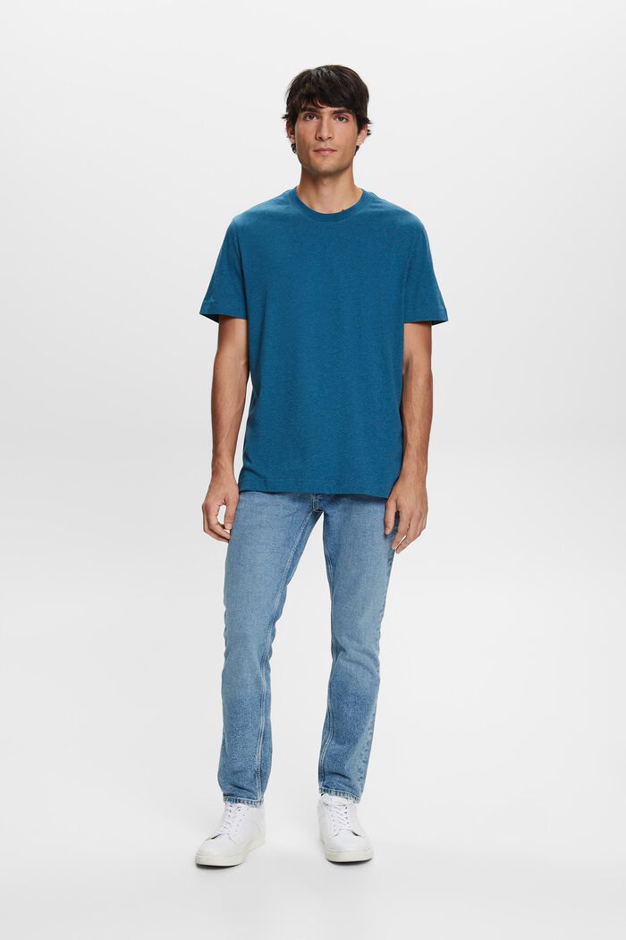 T-shirt z okrągłym dekoltem, 100% bawełny, GREY BLUE, detail image number 1