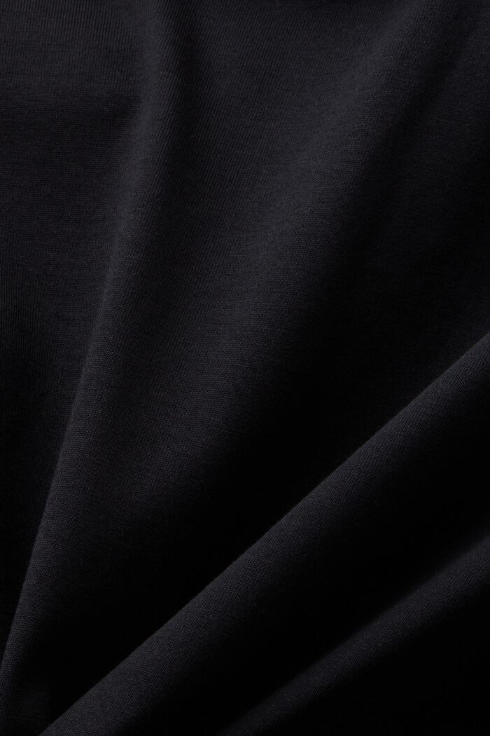 T-shirt z okrągłym dekoltem z jerseyu z bawełny, BLACK, detail image number 4