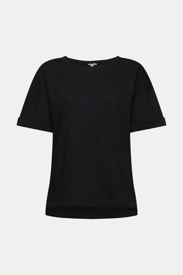 T-shirt w 100% z bawełny, BLACK, overview
