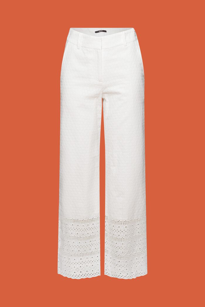 Spodnie z haftem, 100% bawełny, WHITE, detail image number 7